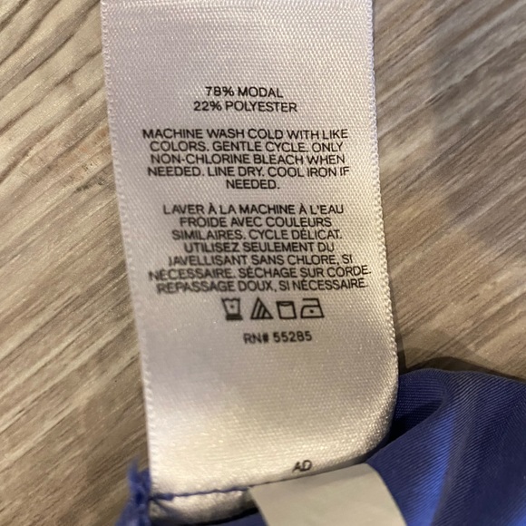 Express Blue Sench Waist Side Tie Bell Sleeve Crewneck Blouse - Picture 4 of 4